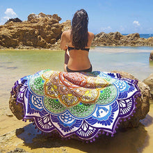 Load image into Gallery viewer, Bohemian Mandala Tassel Beach Round Tapestry Hippie Throw Roundie Yoga Mat Towel 10