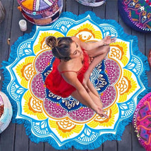 Load image into Gallery viewer, Bohemian Mandala Tassel Beach Round Tapestry Hippie Throw Roundie Yoga Mat Towel 10