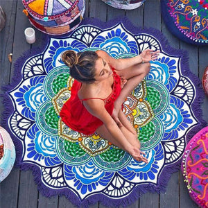 Bohemian Mandala Tassel Beach Round Tapestry Hippie Throw Roundie Yoga Mat Towel 10
