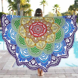 Bohemian Mandala Tassel Beach Round Tapestry Hippie Throw Roundie Yoga Mat Towel 10